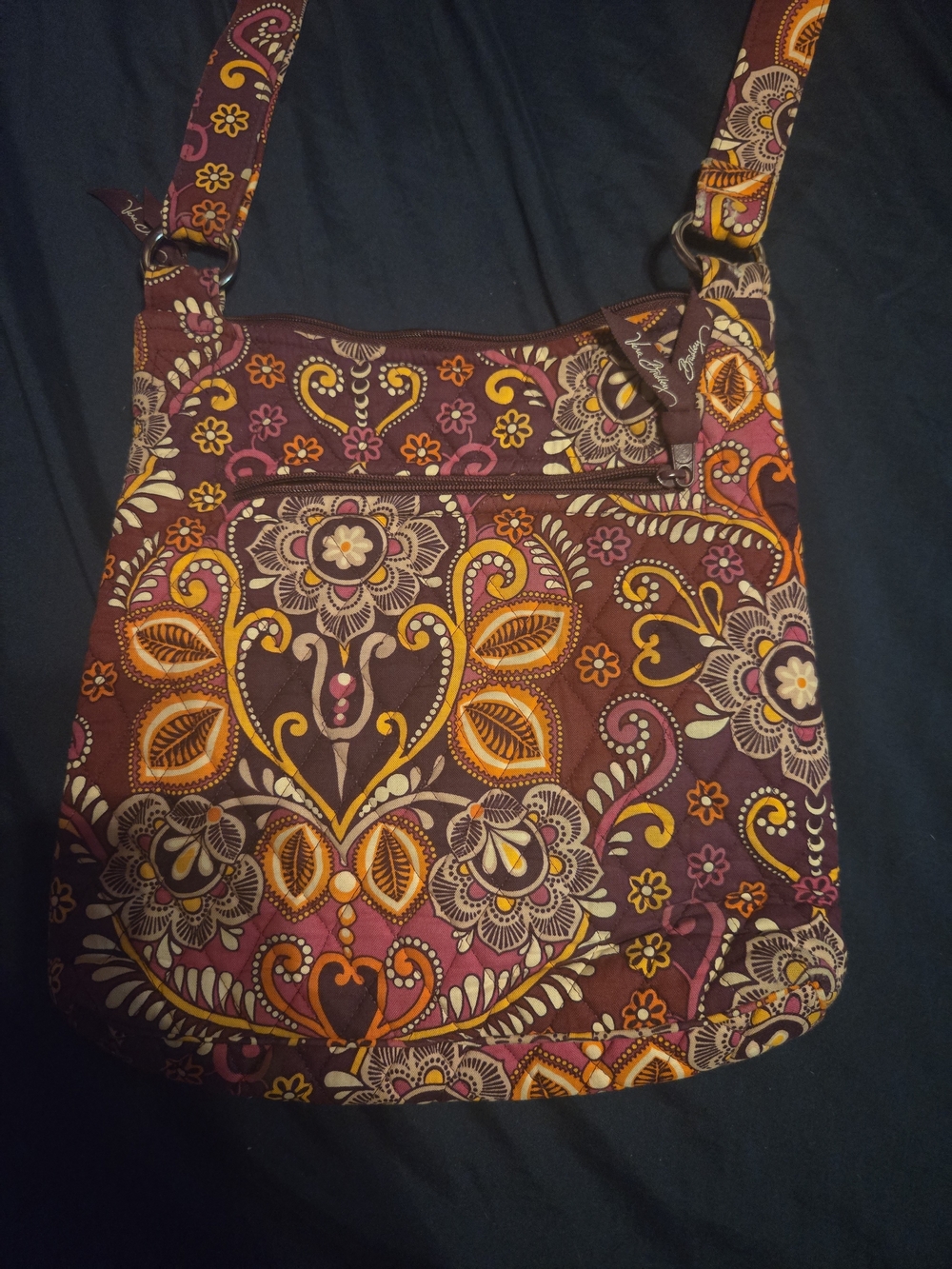 Vera Bradley Plum Quilted Floral Crossbody with Mustard Accents - Picture 7 of 7
